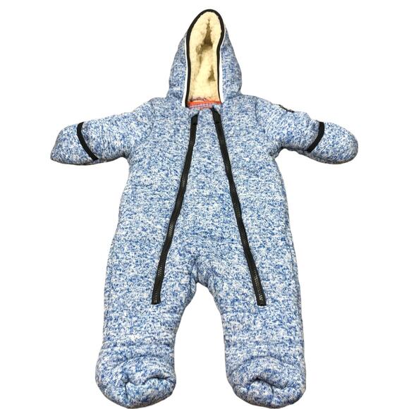 BEN SHERMAN Blue White Fleece Lined Puffer Snow Suit Size 6-9 Month - Picture 1 of 5